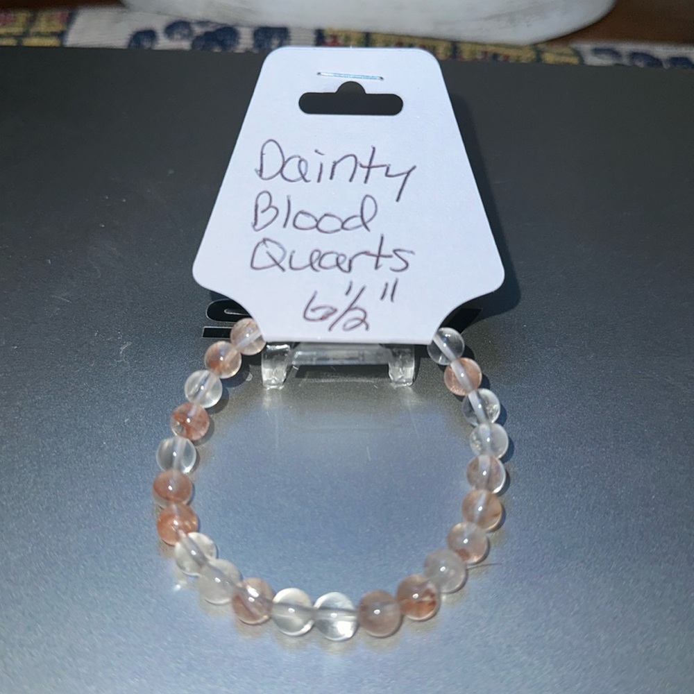 Dainty Hand Crafted Blood Quartz Stretch Bracelet